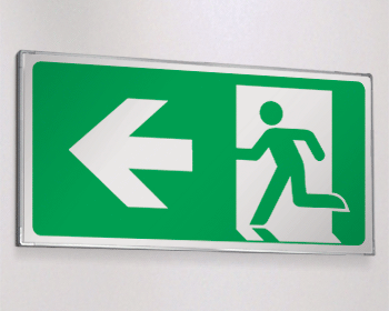 SEME715101N - Segnale all. Metal monofacciale Uscita emergenza sx EN ISO 7010