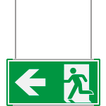 SEME715101SMC - Segnale all. Metal VERDE sospesa Uscita emergenza sx EN ISO 7010