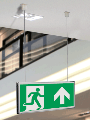 SEME715103SN - segnaletica alluminio Metal sospesa uscita avanti EN ISO 7010