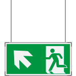 SEME715105SNC - segnaletica all.Metal VERDE sospesa Uscita Emergenza N.O. EN ISO 7010