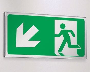 SEME715107N - Segnale all. Metal monofacciale Uscita emergenza sx basso EN ISO 7010