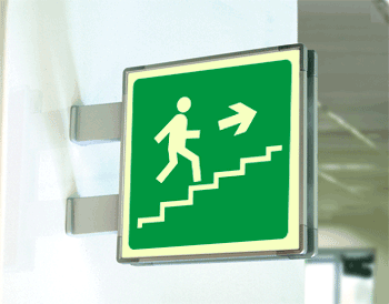SEML15162BG - segnale fotoluminescente in alluminio METAL bifacciale 210x210