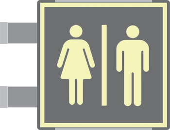 SEML15644BAC - targa bifacciale fotoluminescente METAL Toilette uomo/donna