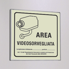 SEML5008A - targa monofacciale fotoluminescente METAL Area videosorvegliata