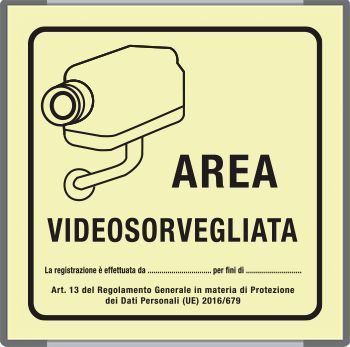 SEML5008GC - targa monofacciale fotoluminescente METAL Area videosorvegliata