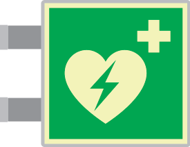 SEMLE15156BA - targa bifacciale fotoluminescente METAL Defibrillatore EN ISO 7010