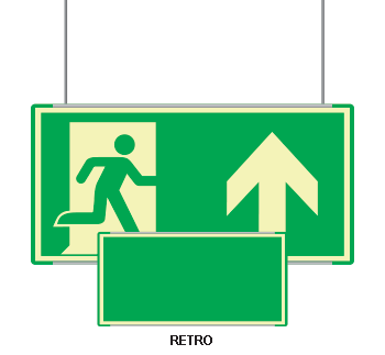 SEMLE715103SNC - targa bifacciale fotoluminescente METAL sospesa Uscita emergenza Nord