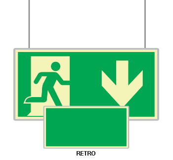 SEMLE715104SM - targa bifacciale fotoluminescente METAL sospeso Uscita emergenza Sud