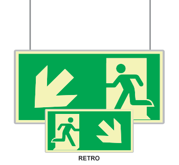 SEMLE715107SN - Segnaletica all. Metal bifacciale Luminescente DIN uscita SO ISO 7010