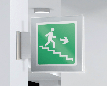 SEP15163BW - segnale plexiglass PLEXI a bandiera bifacciale 200x200 piu'simbolo