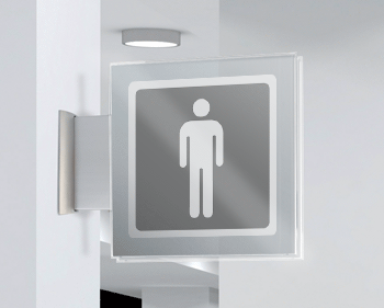 SEP15642BW - segnale plexiglass PLEXI a bandiera bifacciale 200x200 piu'simbolo