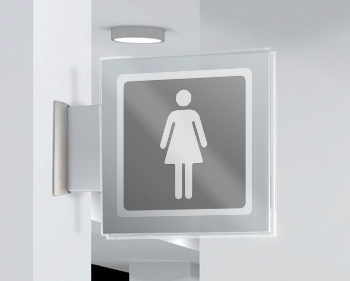 SEP15643BW - segnale plexiglass PLEXI a bandiera bifacciale 200x200 piu'simbolo