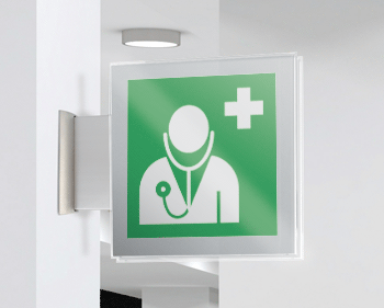 SEPE15118BW - targa Plexi bifacciale Dottore EN ISO 7010 E009