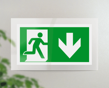 SEPE715104FR - targa PLexi monof.Uscita emergenza indietro fiss.inv EN ISO 7010