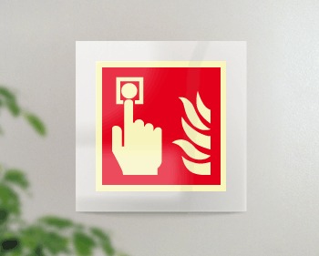 SEPSE15117FW - targa Plexi monofacc. Allarme Antinc.fiss.invisib.EN ISO 7010 F005