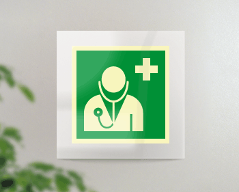 SEPSE15118FW - targa Plexi monofacc. Personale medico fiss.invisib. EN ISO 7010