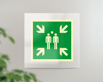 SEPSE15180FW - targa Plexi monofacc. Punto raccolta fiss.invisib.EN ISO 7010 E007