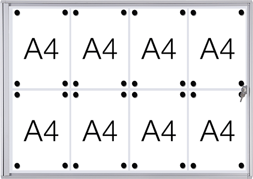 SMBT38 - Bacheca per interni retro in lamiera magnetica per 8 fogli A4