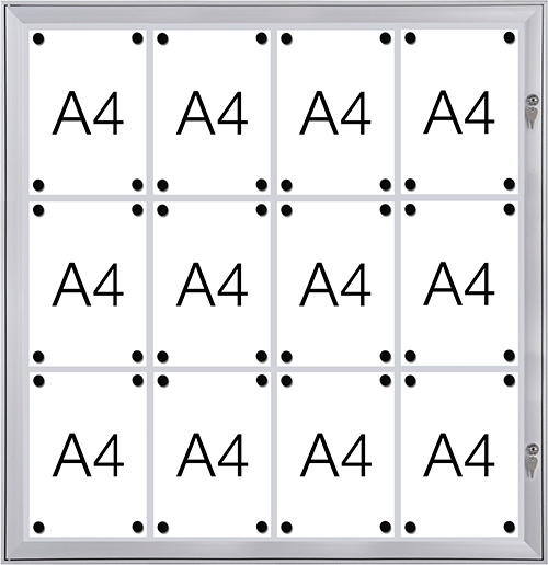 SMBT56 - bacheca per esterni retro lamiera apertura a libro per 6 fogli A4