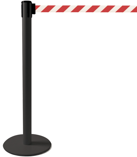 TSP202RW - colonnina SAFE IN modello PLUS nera opaca con nastro BIANCO/ROSSO