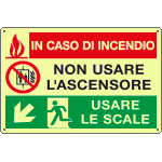 [EL3536S] EL3536S - Etichetta ad.luminesc.In caso di incendio discesa sinistra EN ISO 7010
