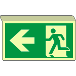 [EL715101SWA] EL715101SWA - Cartello SOSPESO bifacciale  luminescente uscita emerg. SX EN ISO 7010