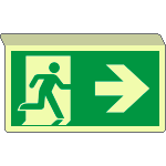 [EL715102SKA] EL715102SKA - Cartello SOSPESO bifacciale luminescen. uscita emergenza dx ISO7010