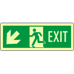 [EL720207WP] EL720207WP - Cartello luminescente DIN Exit freccia basso sx EN ISO 7010