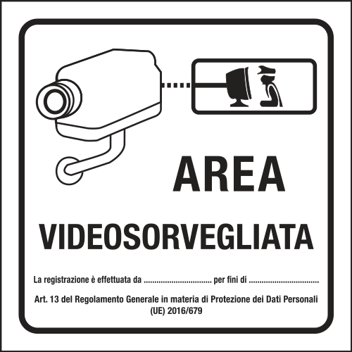 [FAR641518] FAR641518 - alluminio rinfrangente "AREA VIDEOSORVEGLIATA"