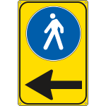 [FCR5649Z] FCR5649Z - Cartello fondo giallo direzione PEDONI a sinistra