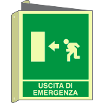 [L20105BIXA] L20105BIXA - cartello bifacciale DIN PLUS uscita emergenza sinistra