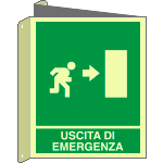 [L20106BIWA] L20106BIWA - cartello bifacciale uscita emergenza destra luminescente