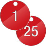 [PN4025R] PN4025R - confezione 25 piastrine numerate progressivamente da 1 a 25 col.ROSSO
