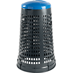 [PRB087SB] PRB087SB - trespolo portasacco in plastica col.grigio c.coperchio BLU cap.110 lt.