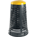 [PRB087SY] PRB087SY - trespolo portasacco in plastica col.grigio c.coperchio GIALLO cap.110l