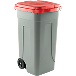 [PRM100R] PRM100R - portarifiuti polipropilene col.grigio+coperchio ROSSO cap.100l c.ruote