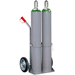 [PS0207] PS0207 - Carrello acciaio con ruote in gomma per trasporto 2 bombole gas