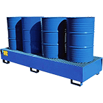 [PSA305] PSA305 - vasca acciaio verniciato con grigliato capac. 4 fusti in linea