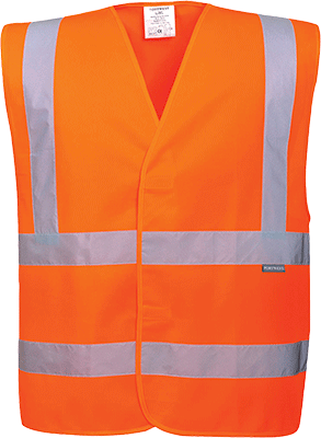 [PWT074S/M] PWT074S/M - Gilet due bande orizzontali e verticali Hi-Vis arancione S/M
