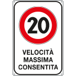 [R5601/20Y] R5601/20Y - Cartello velocità massima consentita 20KM/H