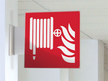 [SECET13BB] SECET13BB - segnale vetro CRYSTAL bifacciale lancia antincendio EN ISO 7010