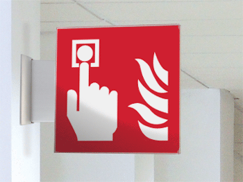 [SECET14BB] SECET14BB - segnale vetro CRYSTAL bifacciale pulsante all. antinc. EN ISO 7010