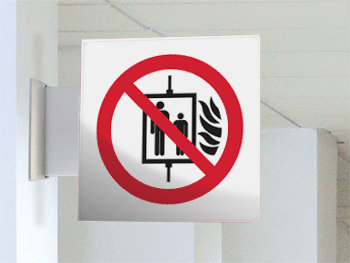 [SECET18BB] SECET18BB - segnale vetro CRYSTAL bifacciale non usare ascensore EN ISO 7010