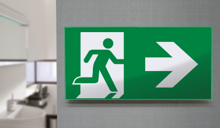 [SECET24D] SECET24D - segnale vetro CRYSTAL monofacc.uscita emergenza dx EN 7010 E002