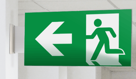 [SECET25BC] SECET25BC - segnale vetro CRYSTAL bifacc.uscita emergenza sx EN 7010 E001