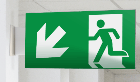 [SECET29BC] SECET29BC - segnale vetro CRYSTAL bifacc.uscita emergenza sx basso EN 7010 E001