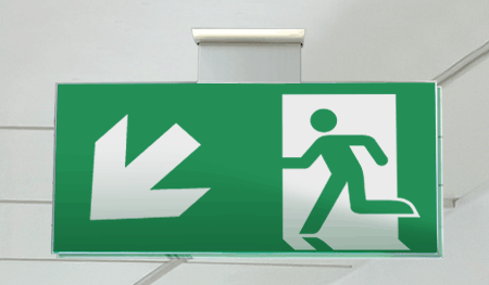 [SECET29SD] SECET29SD - segnale vetro CRYSTAL sospesa uscita emergenza sx basso EN 7010 E001