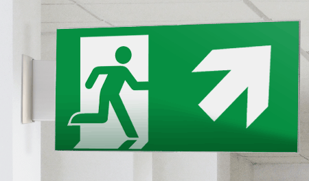 [SECET30BD] SECET30BD - segnale vetro CRYSTAL bifacc.uscita emergenza dx alto EN 7010 E002