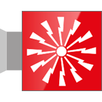 [SECT12BA] SECT12BA - segnale in vetro CRYSTAL a bandiera bifacciale 150x150 piu'simbolo