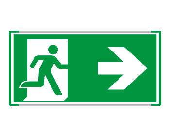 [SEME715102NC] SEME715102NC - Segnale all. Metal monofacc.profilo VERDE Uscita emergenza dx ISO 7010